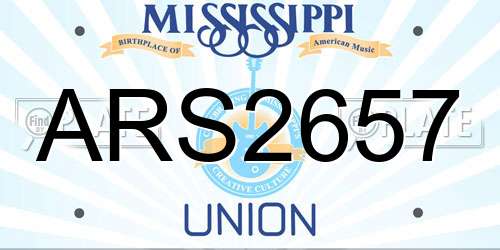 ARS2657 Mississippi License Plate