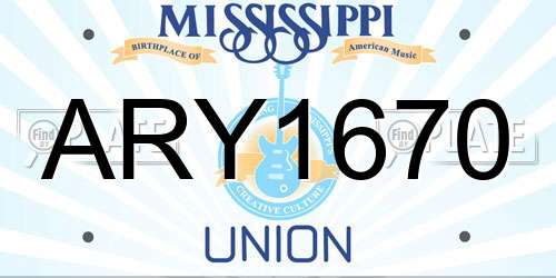 ARY1670 Mississippi License Plate