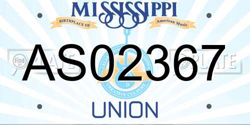 AS02367 Mississippi License Plate