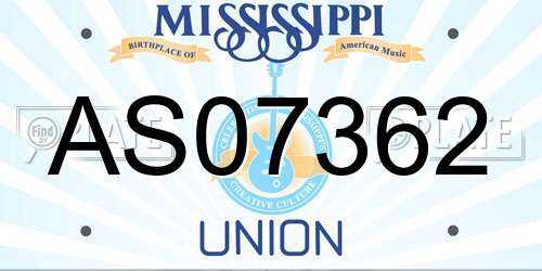 AS07362 Mississippi License Plate