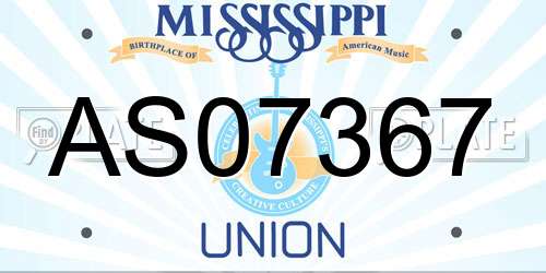 AS07367 Mississippi License Plate