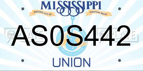 AS0S442 Mississippi License Plate