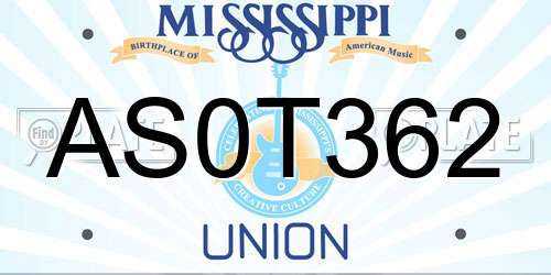 AS0T362 Mississippi License Plate