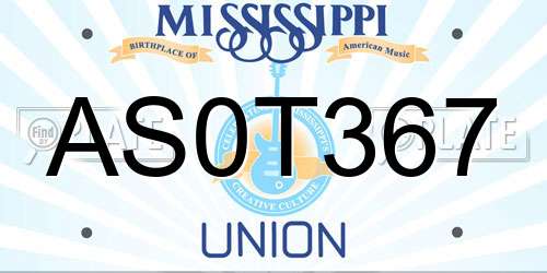 AS0T367 Mississippi License Plate