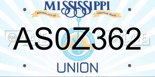AS0Z362 Mississippi License Plate