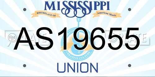 AS19655 Mississippi License Plate
