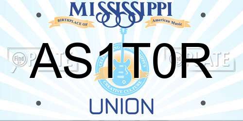 AS1T0R Mississippi License Plate