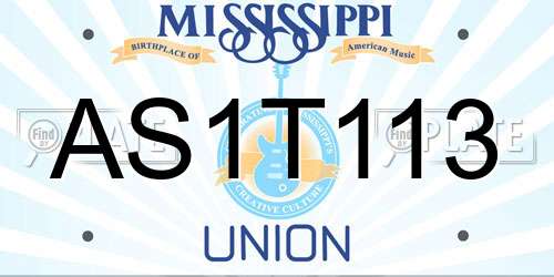 AS1T113 Mississippi License Plate