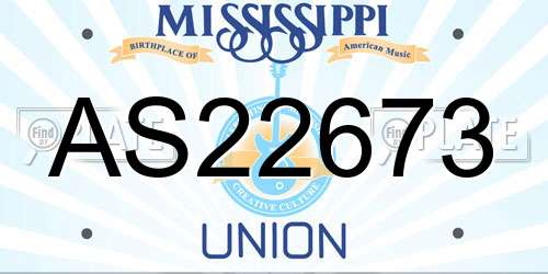 AS22673 Mississippi License Plate