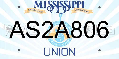 AS2A806 Mississippi License Plate