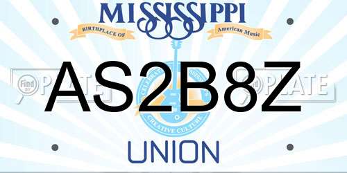 AS2B8Z Mississippi License Plate