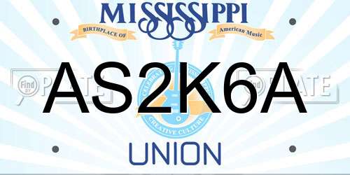 AS2K6A Mississippi License Plate