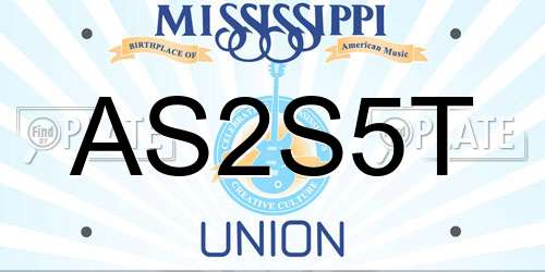 AS2S5T Mississippi License Plate