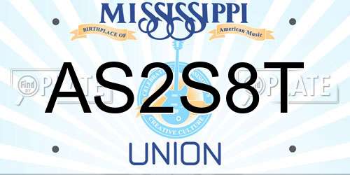 AS2S8T Mississippi License Plate