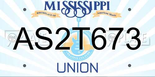 AS2T673 Mississippi License Plate