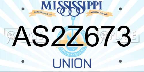 AS2Z673 Mississippi License Plate