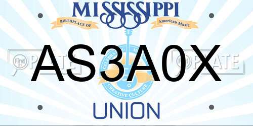 AS3A0X Mississippi License Plate