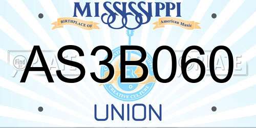 AS3B060 Mississippi License Plate