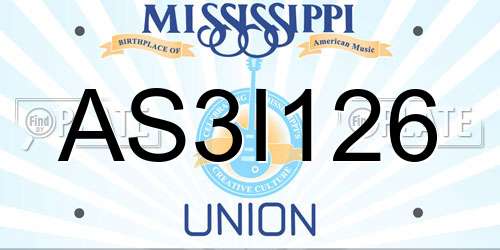 AS3I126 Mississippi License Plate