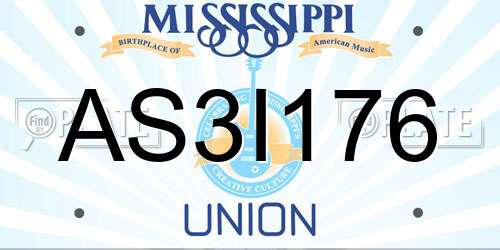 AS3I176 Mississippi License Plate