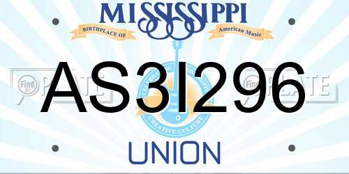 AS3I296 Mississippi License Plate