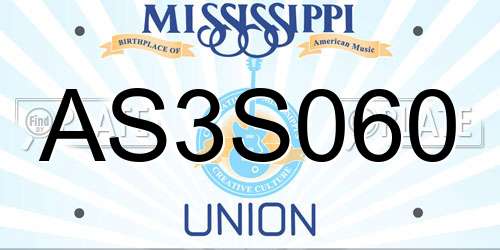 AS3S060 Mississippi License Plate