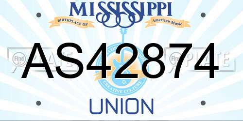 AS42874 Mississippi License Plate