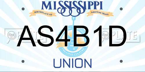 AS4B1D Mississippi License Plate