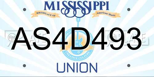 AS4D493 Mississippi License Plate