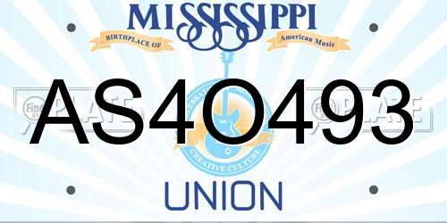 AS4O493 Mississippi License Plate