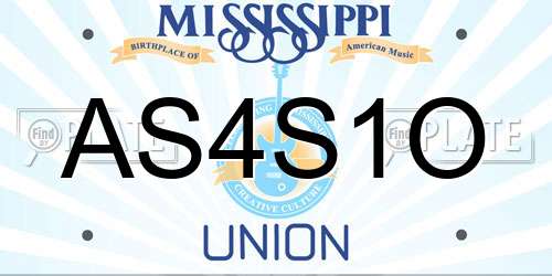 AS4S1O Mississippi License Plate