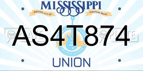 AS4T874 Mississippi License Plate