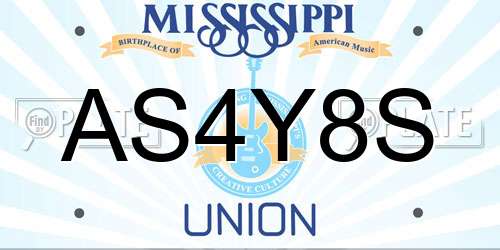 AS4Y8S Mississippi License Plate
