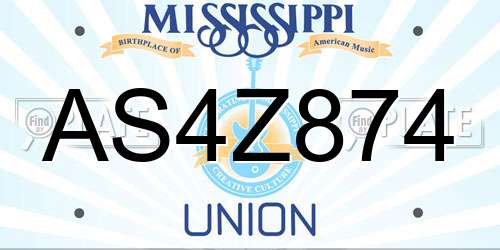 AS4Z874 Mississippi License Plate