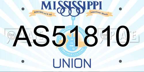 AS51810 Mississippi License Plate