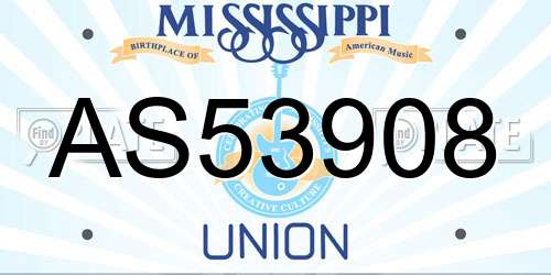 AS53908 Mississippi License Plate