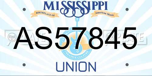 AS57845 Mississippi License Plate