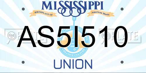 AS5I510 Mississippi License Plate