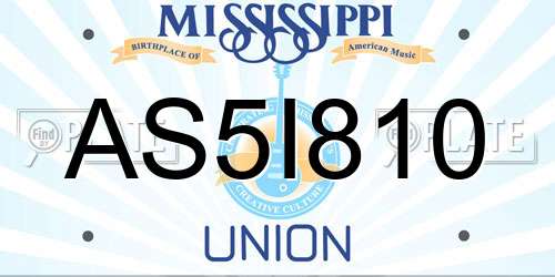AS5I810 Mississippi License Plate