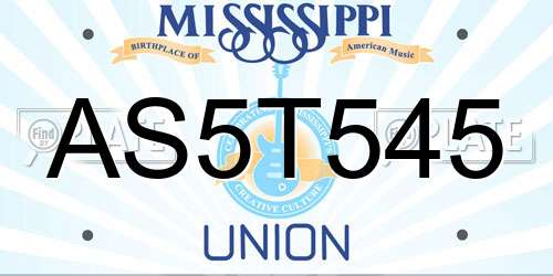 AS5T545 Mississippi License Plate