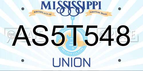 AS5T548 Mississippi License Plate