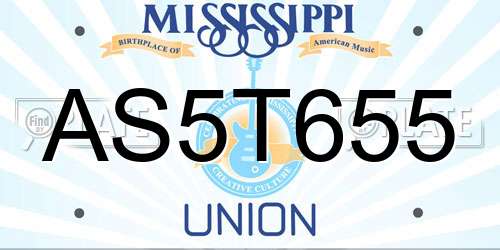 AS5T655 Mississippi License Plate