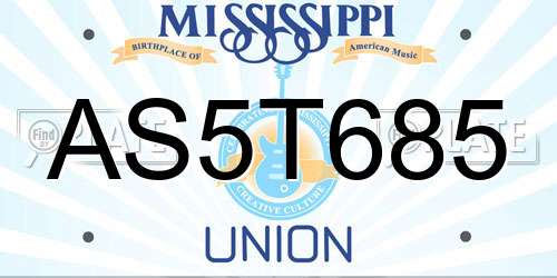AS5T685 Mississippi License Plate