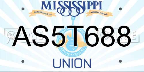 AS5T688 Mississippi License Plate