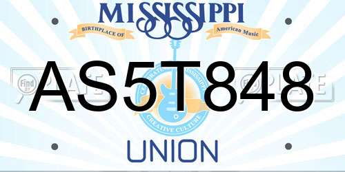 AS5T848 Mississippi License Plate