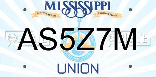 AS5Z7M Mississippi License Plate