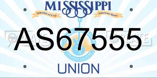 AS67555 Mississippi License Plate