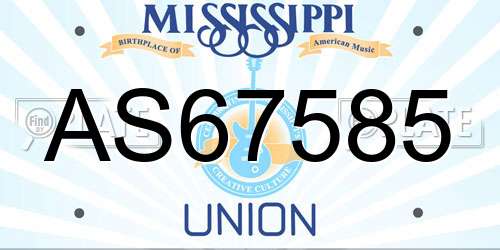 AS67585 Mississippi License Plate