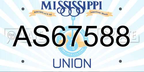 AS67588 Mississippi License Plate