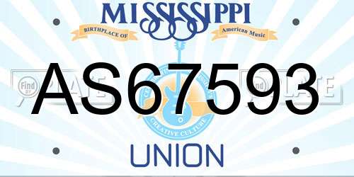 AS67593 Mississippi License Plate